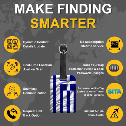 Smart Bag Security Tag - Greece Flag [Pack 2]