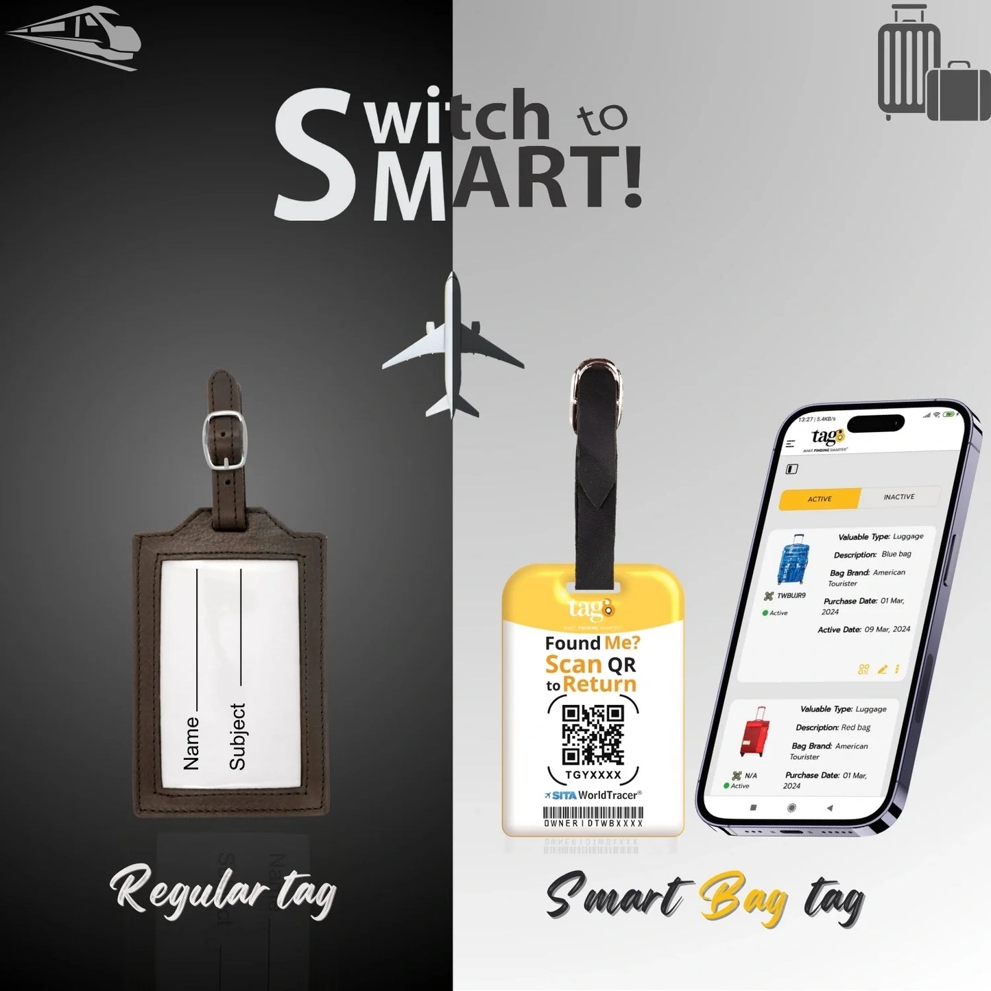 Initials Bag tag B [pack 2]