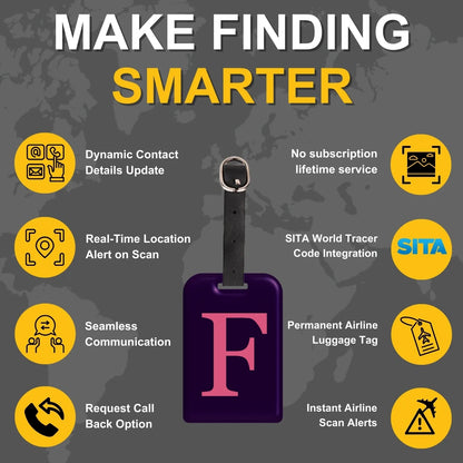 Initials Bag tag F  [pack 2]