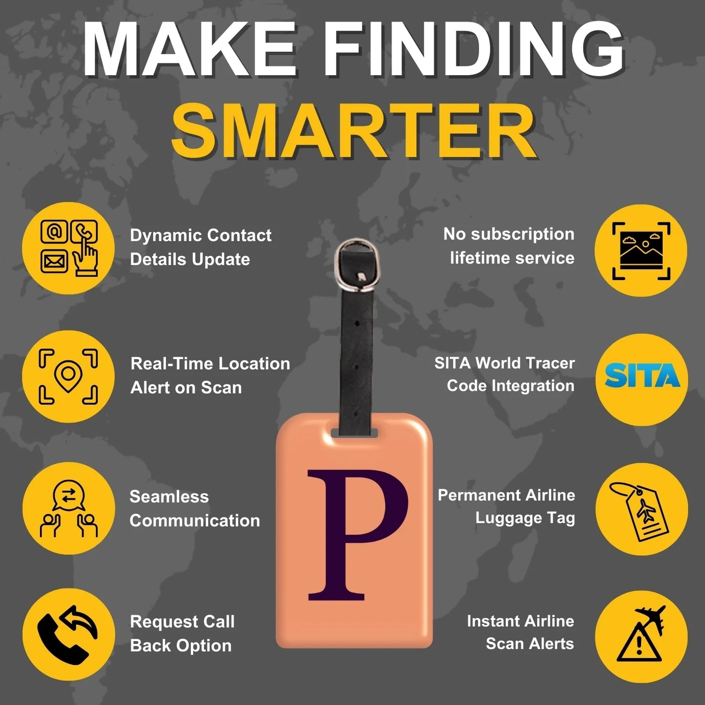 Initials Bag tag P  [pack 2]