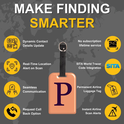 Initials Bag tag P  [pack 2]