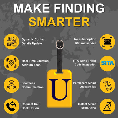 Initials Bag tag U  [pack 2]