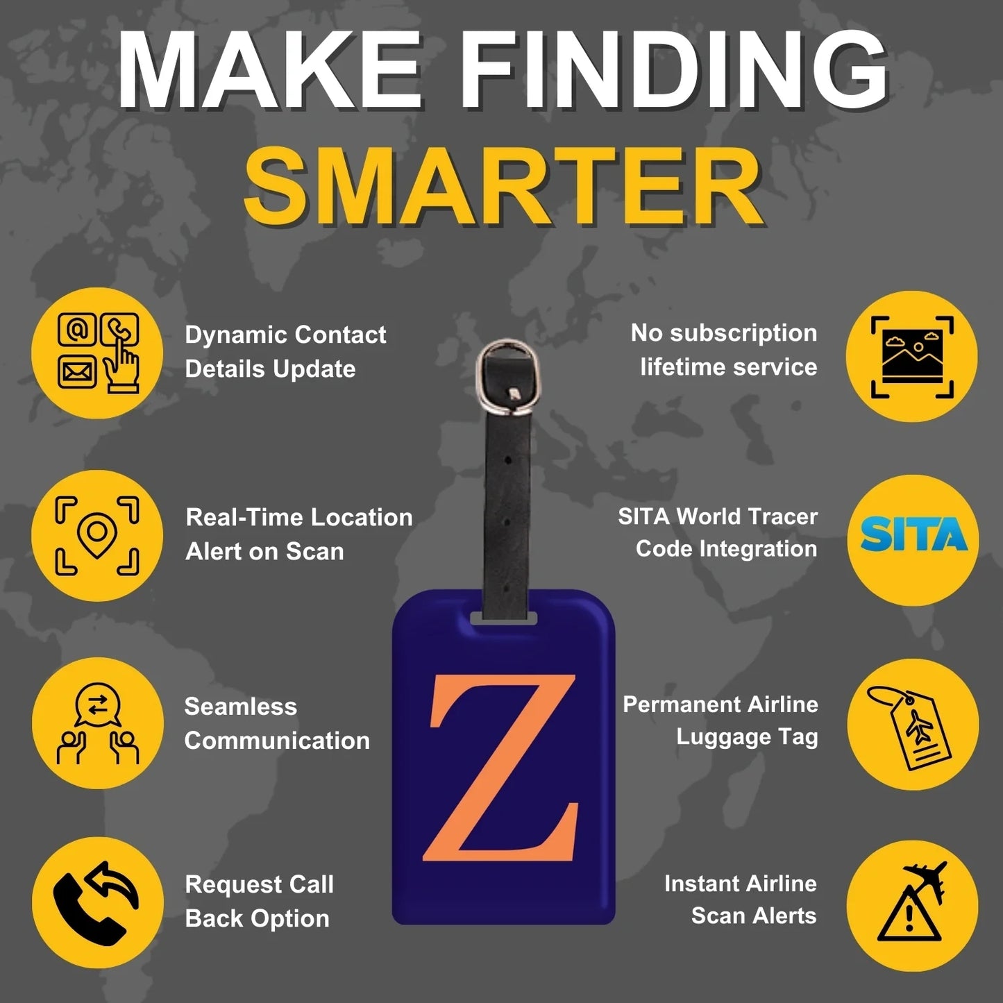 Initials Bag tag Z  [pack 2]