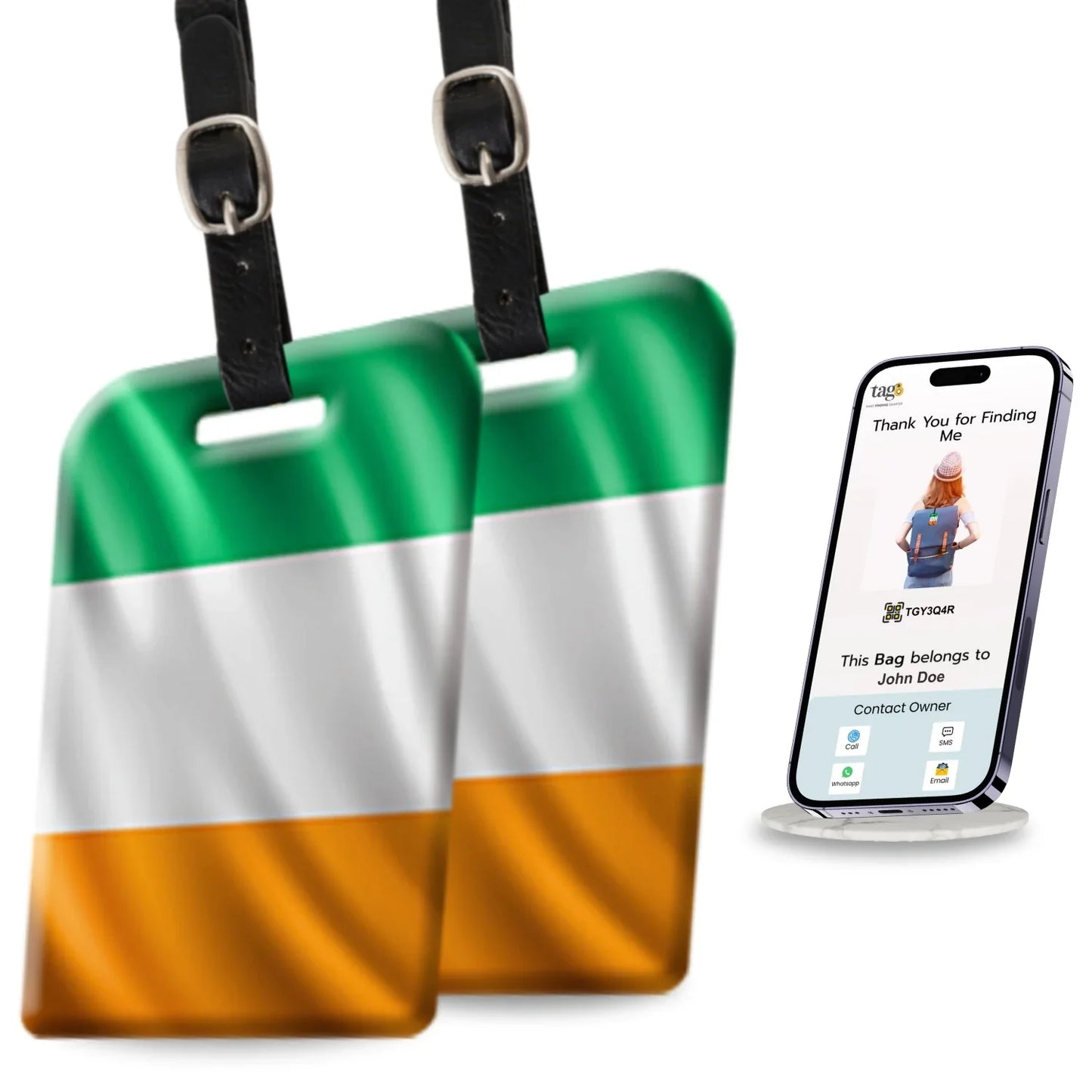 Smart Bag Security Tag - Ireland Flag [Pack 2]