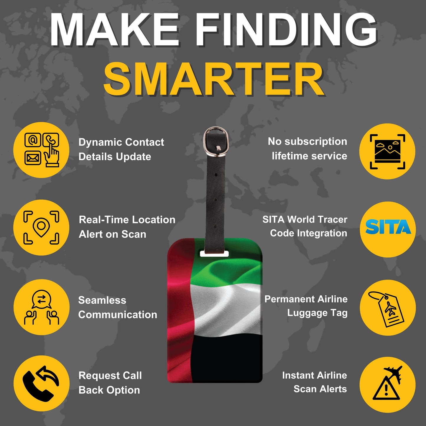 Smart Bag Security Tag - UAE Flag [Pack 2]